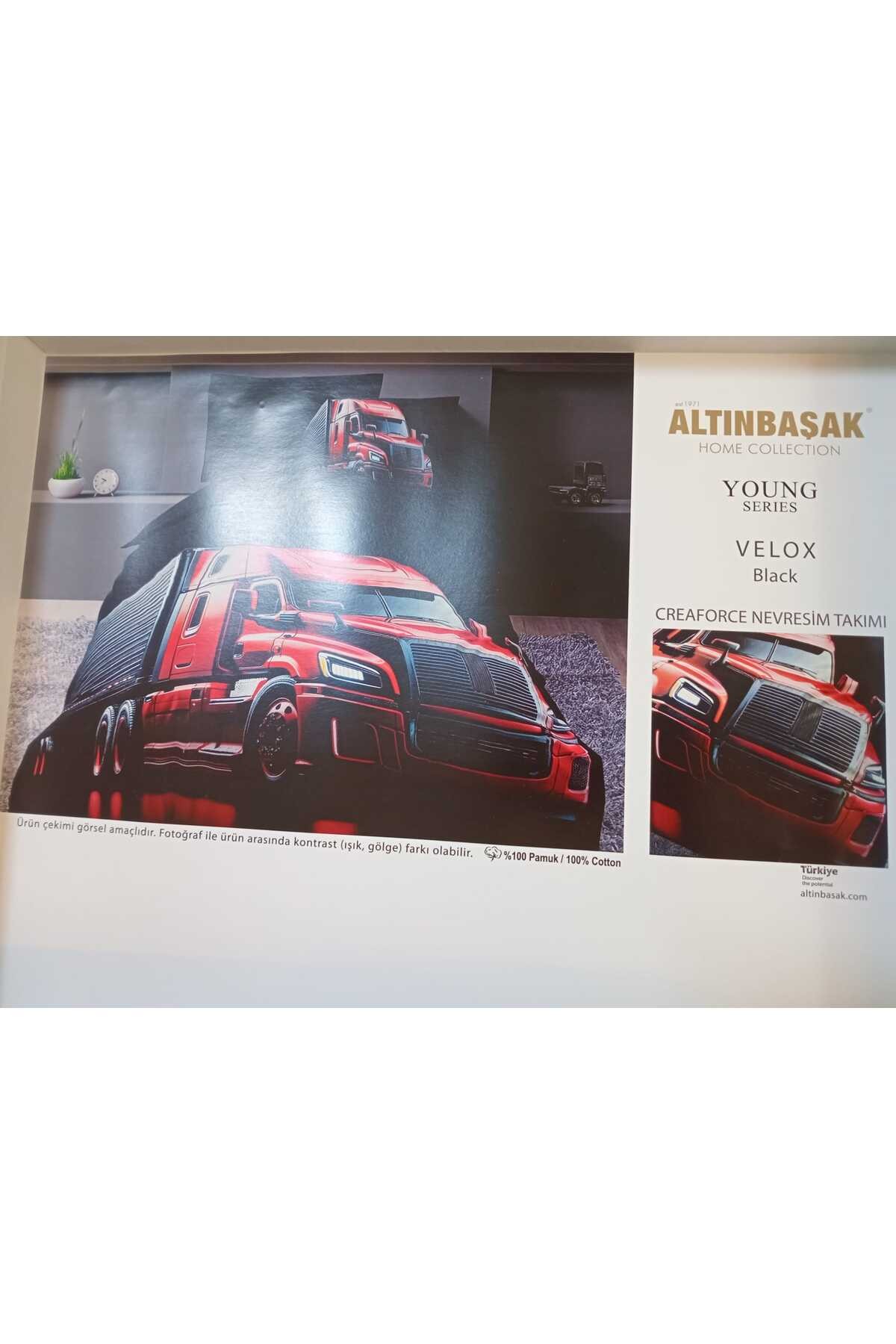 %100 Pamuk Tek Kişilik Nevresim Takımı Velox Black