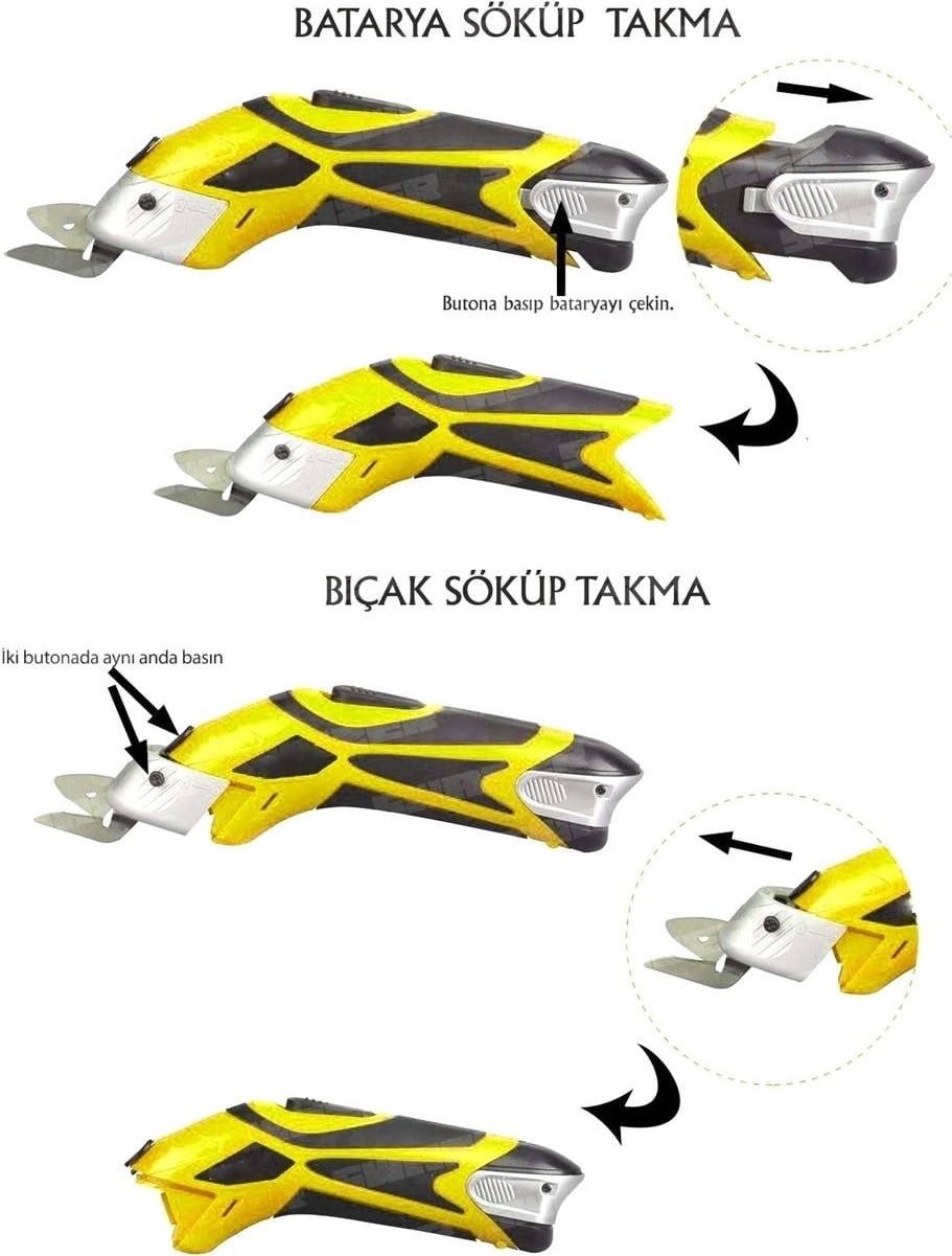 Taşınabilir Şarj Edilebilir Çift Akülü Çok Amaçlı Deri Kumaş Karton Kesim Makası