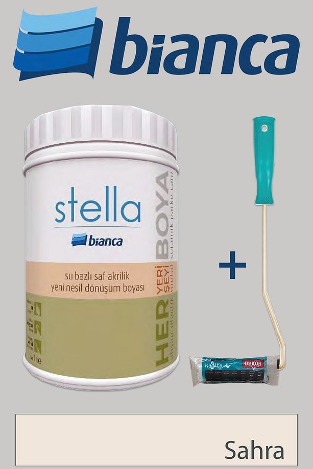 Stella Su Bazlı Saf Akrilik (1Lt Boya + Dekor Kadife Rulo)
