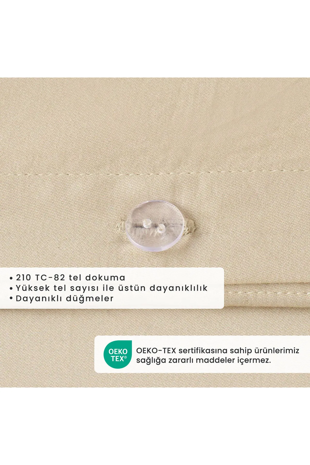 %100 Pamuk Saten Supreme Basic Super King Size Nevresim Seti Bej (260x240 cm)