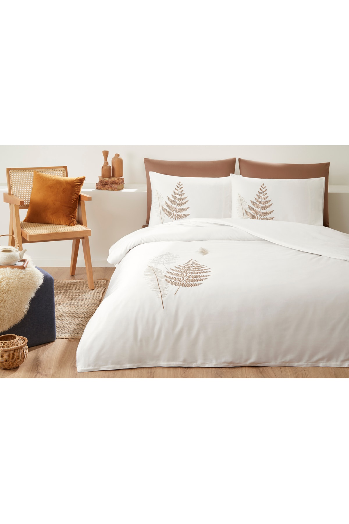 Cotton Bliss Çift Kişilik Nakışlı Saten Nevresim Takımı