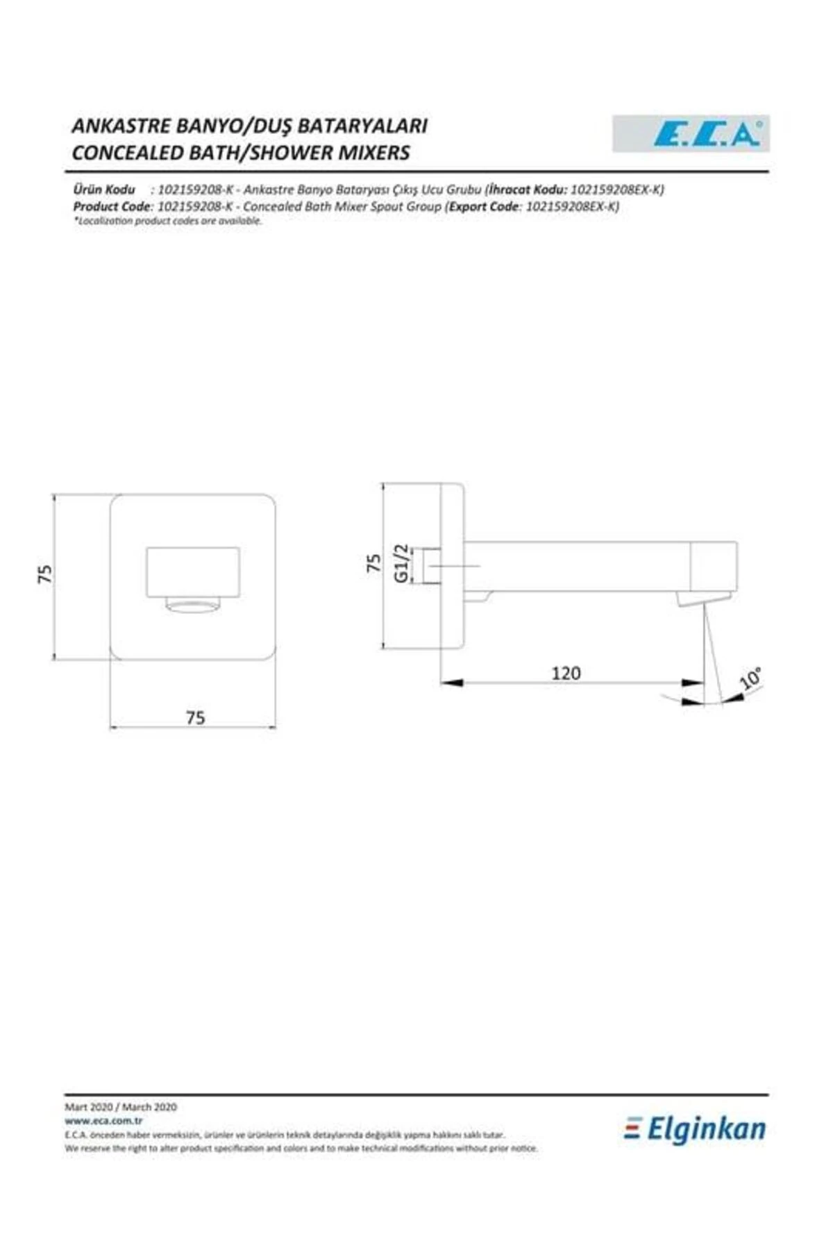 Ankastre Banyo Bataryası Çıkış Ucu (G 1/2") 102159208-K