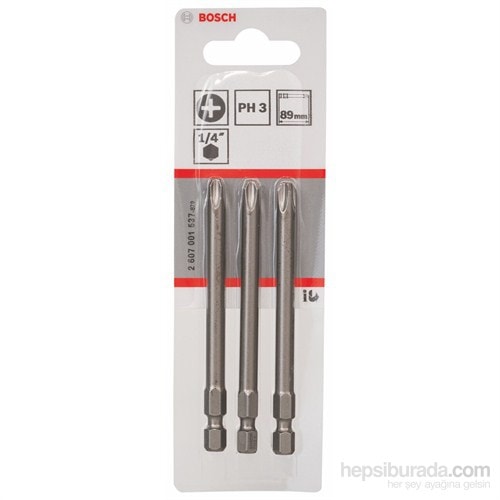 BOSCH - 3'Lü Paket - Ekstra Sert Seri Vidalama Ucu - Ph 3, 89 Mm