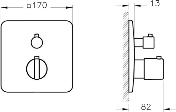 Suit U A42674 Ankastre Termostatik Banyo Bataryası, Sıva Üstü, V-Box, Krom Krom