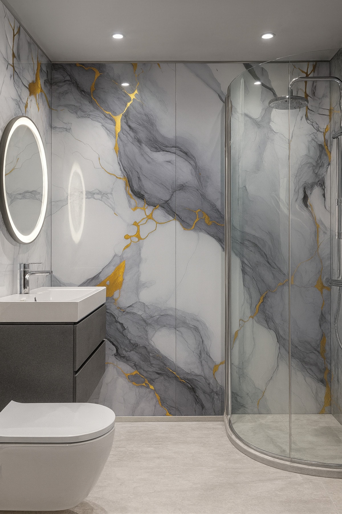 60x120 Cm (0,72 m²) Kendinden Yapışkanlı Mavi Gold Mermer Desenli Pvc Karo Panel Banyo Mutfak J9001