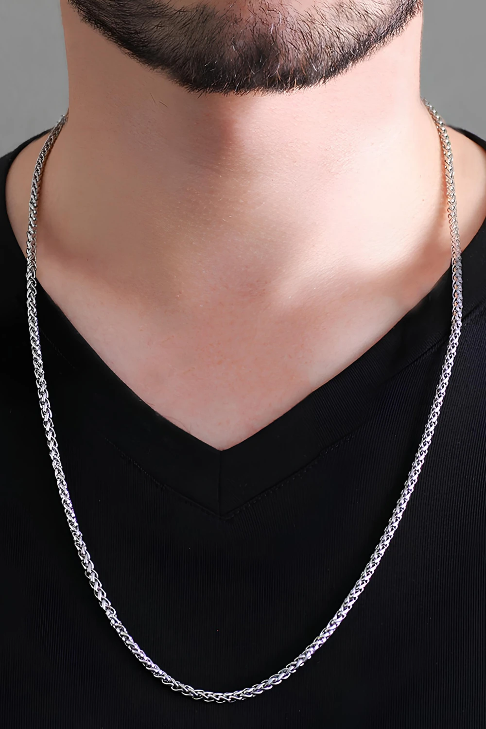 Ince Spor Model Erkek Çelik Kolye Zincir Tilki Kuyruğu 3mm 55CM ACB01K