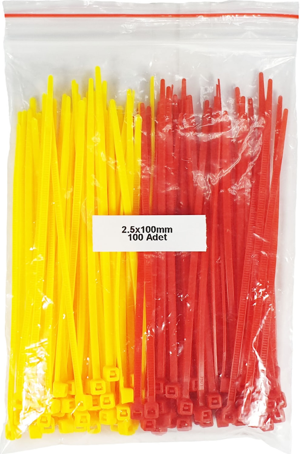 Plastik Kablo BAĞI-SARI+KIRMIZI-2,5X100MM-CIRT Kelepçe (100 Adet)