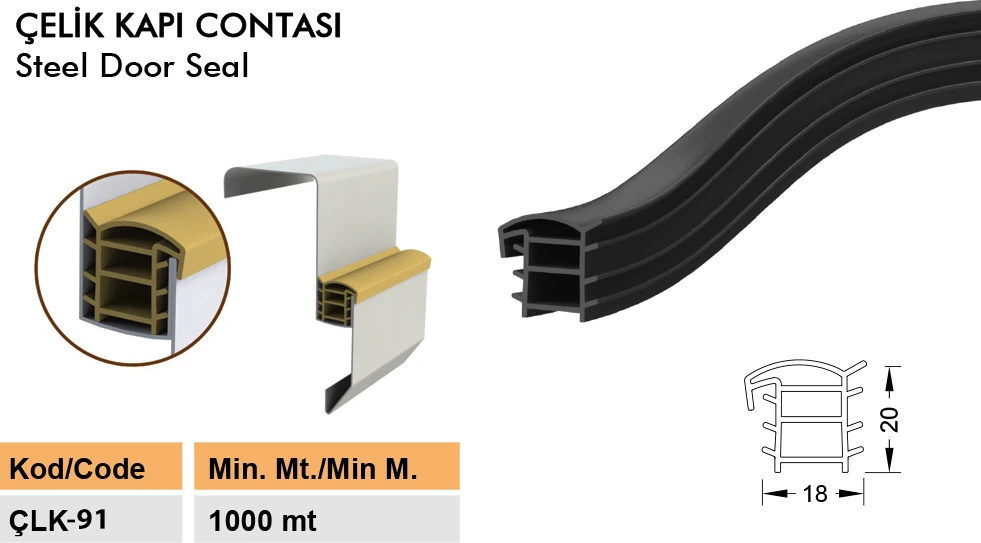 Çelik Kapı Fitili Siyah 6 Metre Çelik Kapı Kasa Fitili Ürün Kodu-Çlk-91