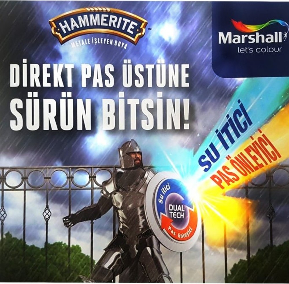 HAMMERİTE SU İTİCİ PAS ÖNLEYİCİ PÜRÜZSÜZ METAL BOYASI SİYAH 0,75 LT