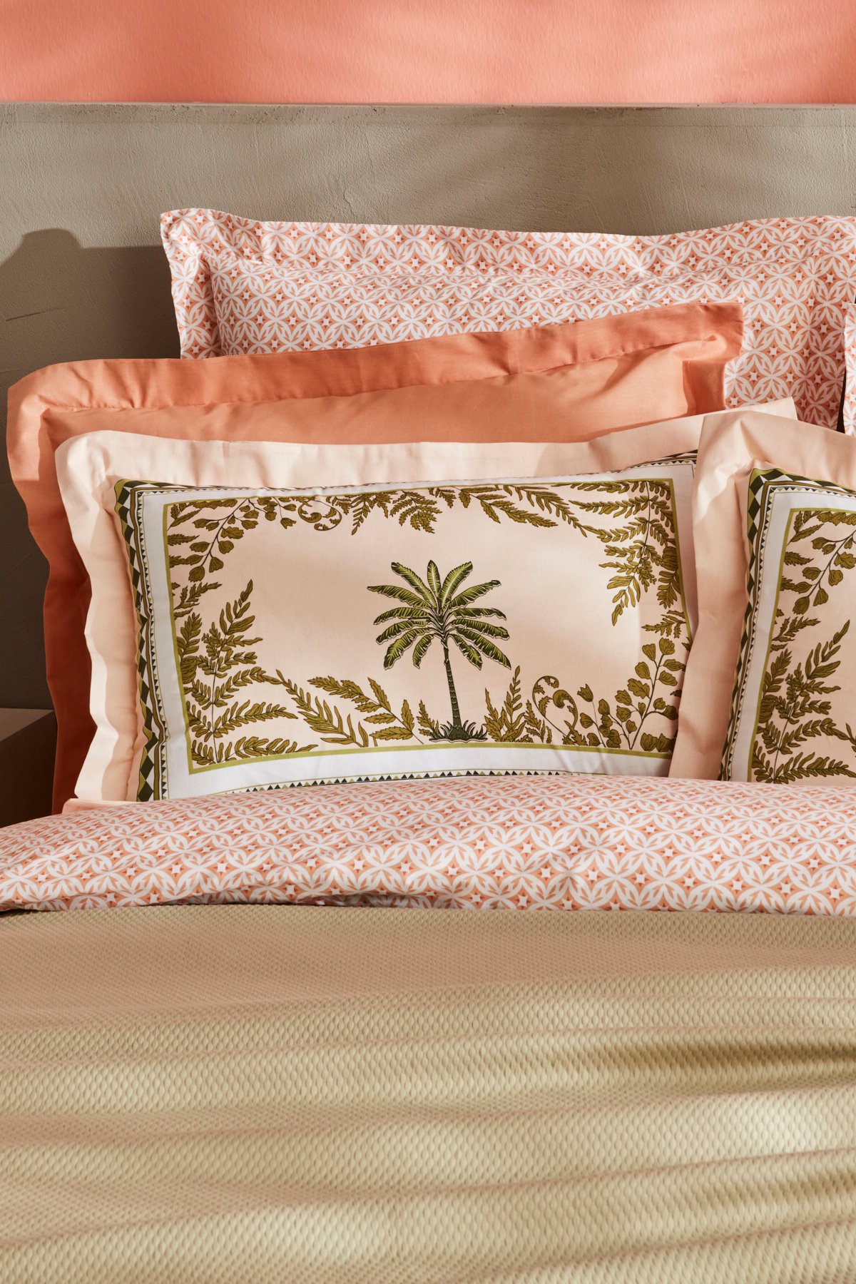 Afzelia Çift Kişilik Percale Nevresim Pike Takımı Pudra