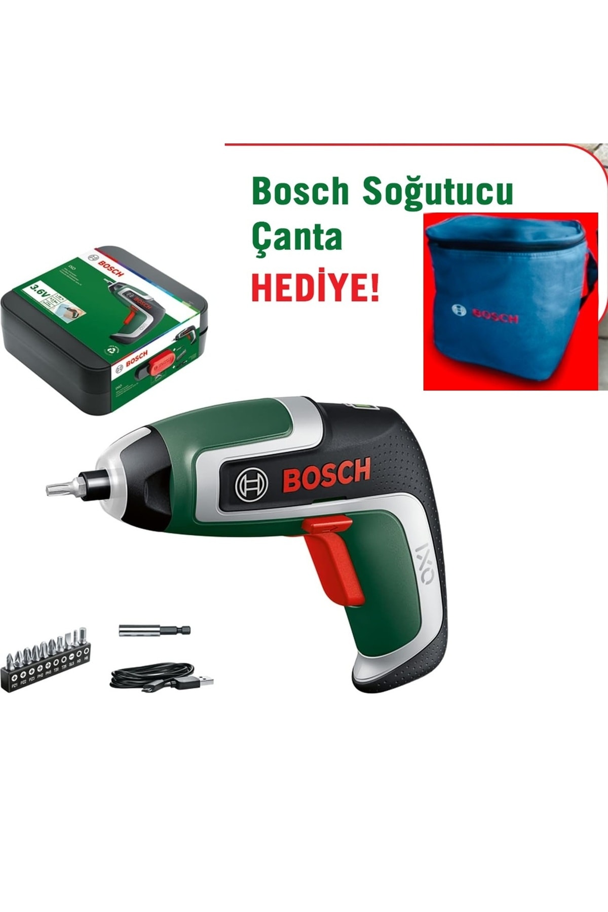 BOSCH Ixo Akülü Vidalama Şarjlı Tornavida Şarjlı Matkap +  soğutucu çanta hediyeli