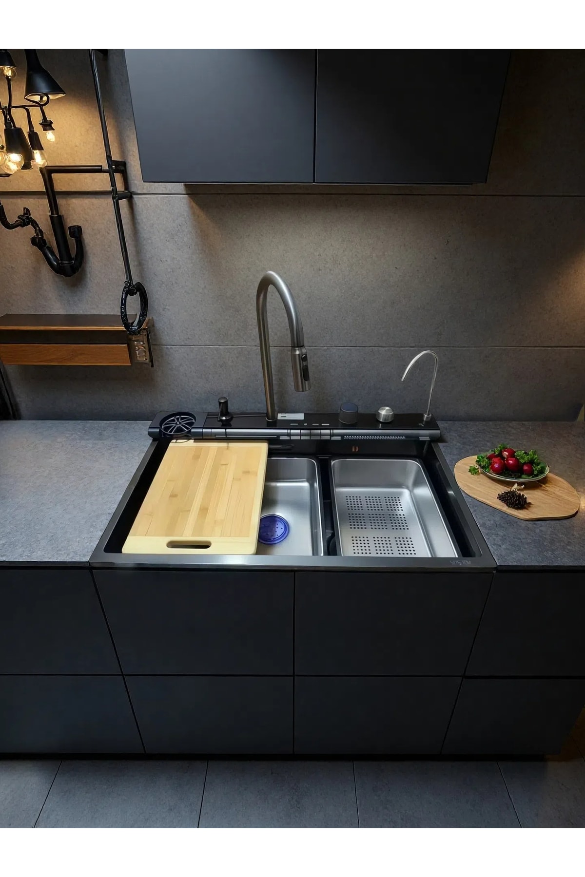 Dijital Akıllı Eviye Seti 304 Paslanmaz Çelik PVD Kaplama LED Göstergeli