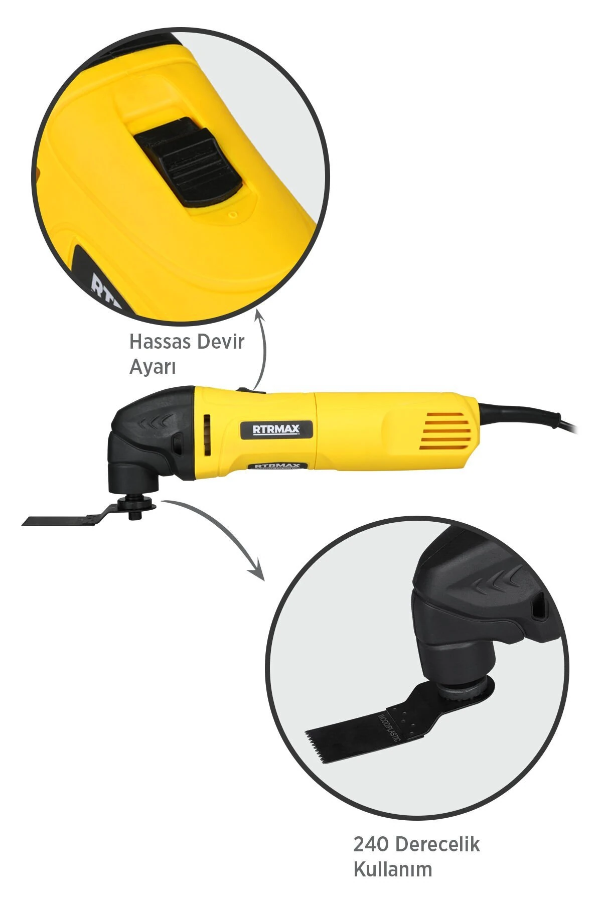 Rtm137 Çok Amaçlı Kesici Raspalama 320 W 20.000 Rpm Hız Ayarlamalı (5 ADET AKSESUAR HEDİYELİ)