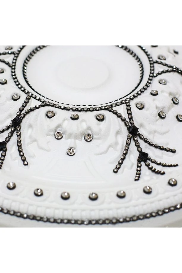 Taşlı Osmanlı Desenli Stropiyer Tavan Göbeği - 40 Cm - Siyah