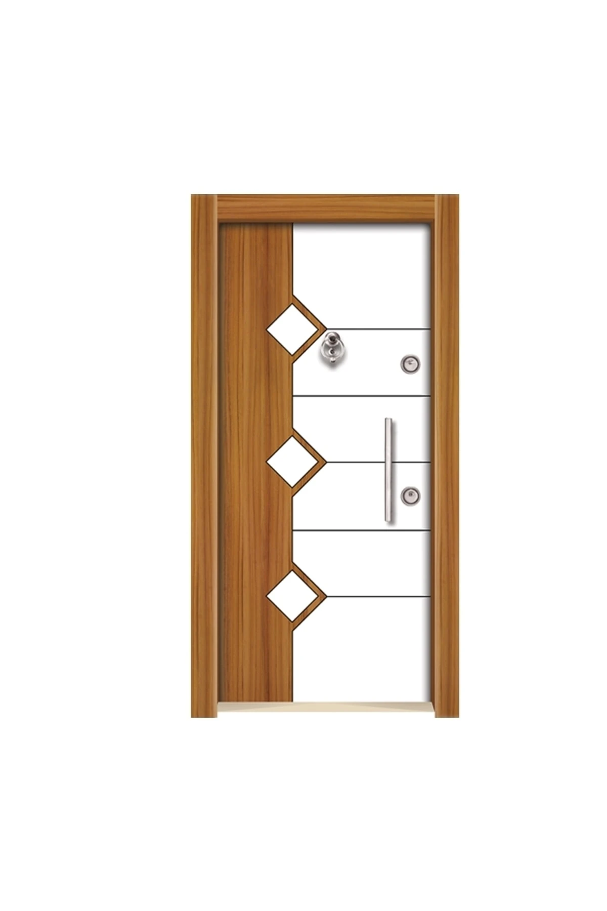 Tez3555 Ahşap Kaplama Çelik Kapı, Kaplama Daire Kapısı Sağ Açılım