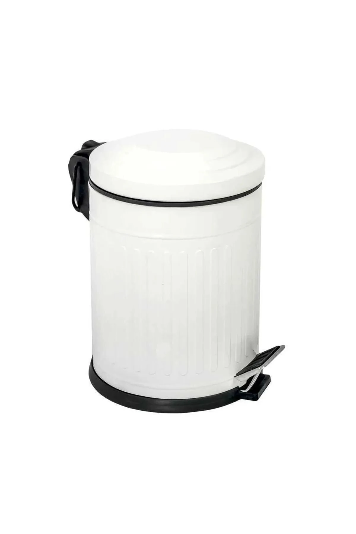 Vintage Serisi Amortisör Kapaklı 3 Litre Vintage Beyaz Çöp Kovası Pedallı Banyo Mutfak Tuvalet