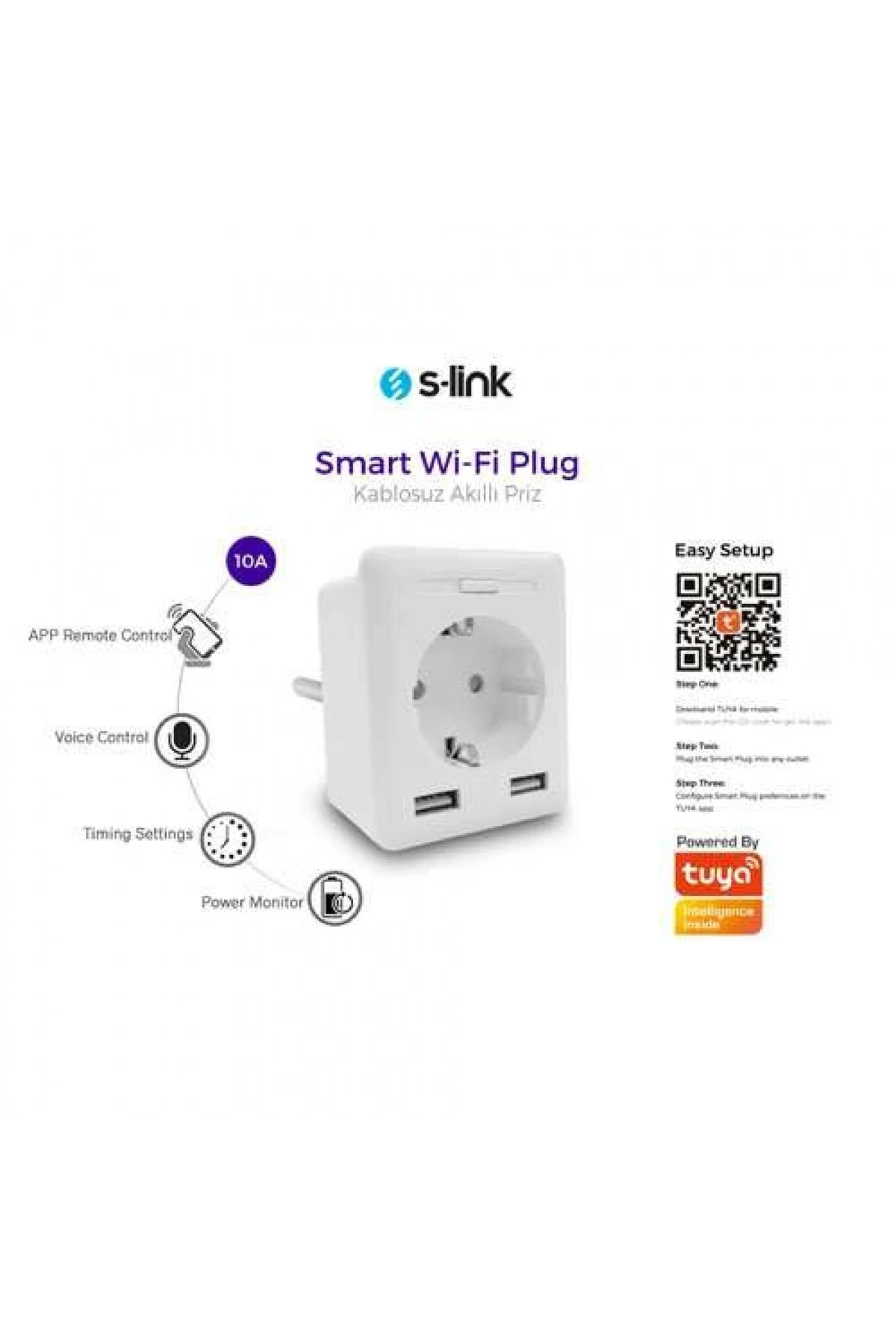 Swapp Sl-04 1 Priz 10a Akım Korumalı Akıllı Prız 2.4 Ghz Wıfı Tuya De 2 Usb