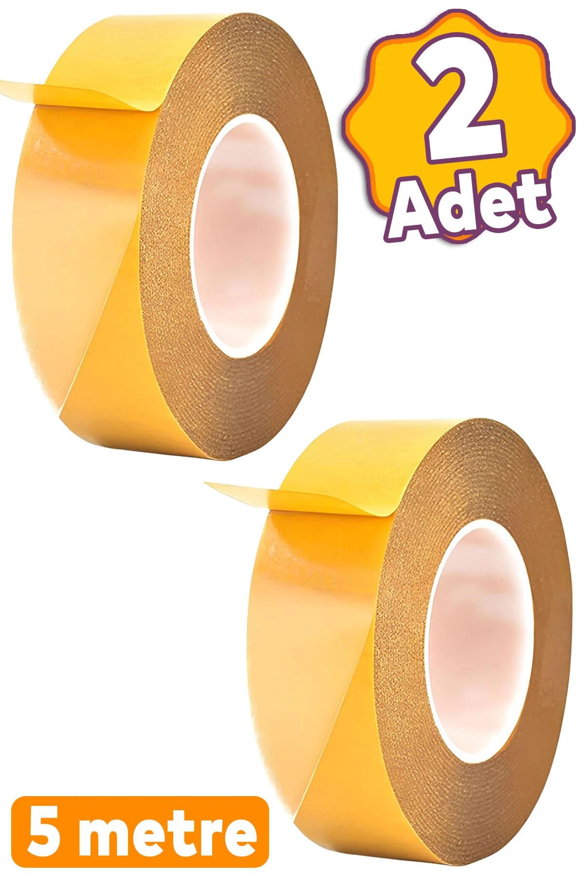 (2 ADET) Kaydırmaz Kaymaz Halı Bandı Çift Taraflı Yapıştırma Sabitleme Paspas 48 Mm X 5 Mt Bant