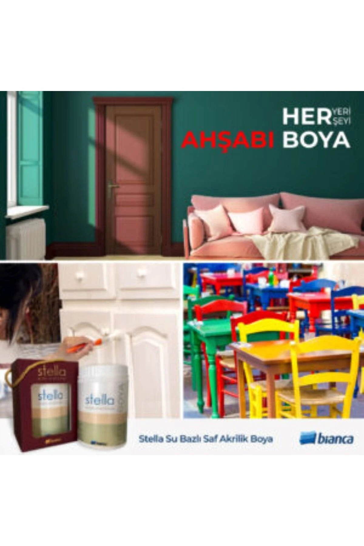 BİANCA STELLA SU BAZLI SAF AKRİLİK YENİ NESİL DÖNÜŞÜM BOYASI 1 lt RAL-9003