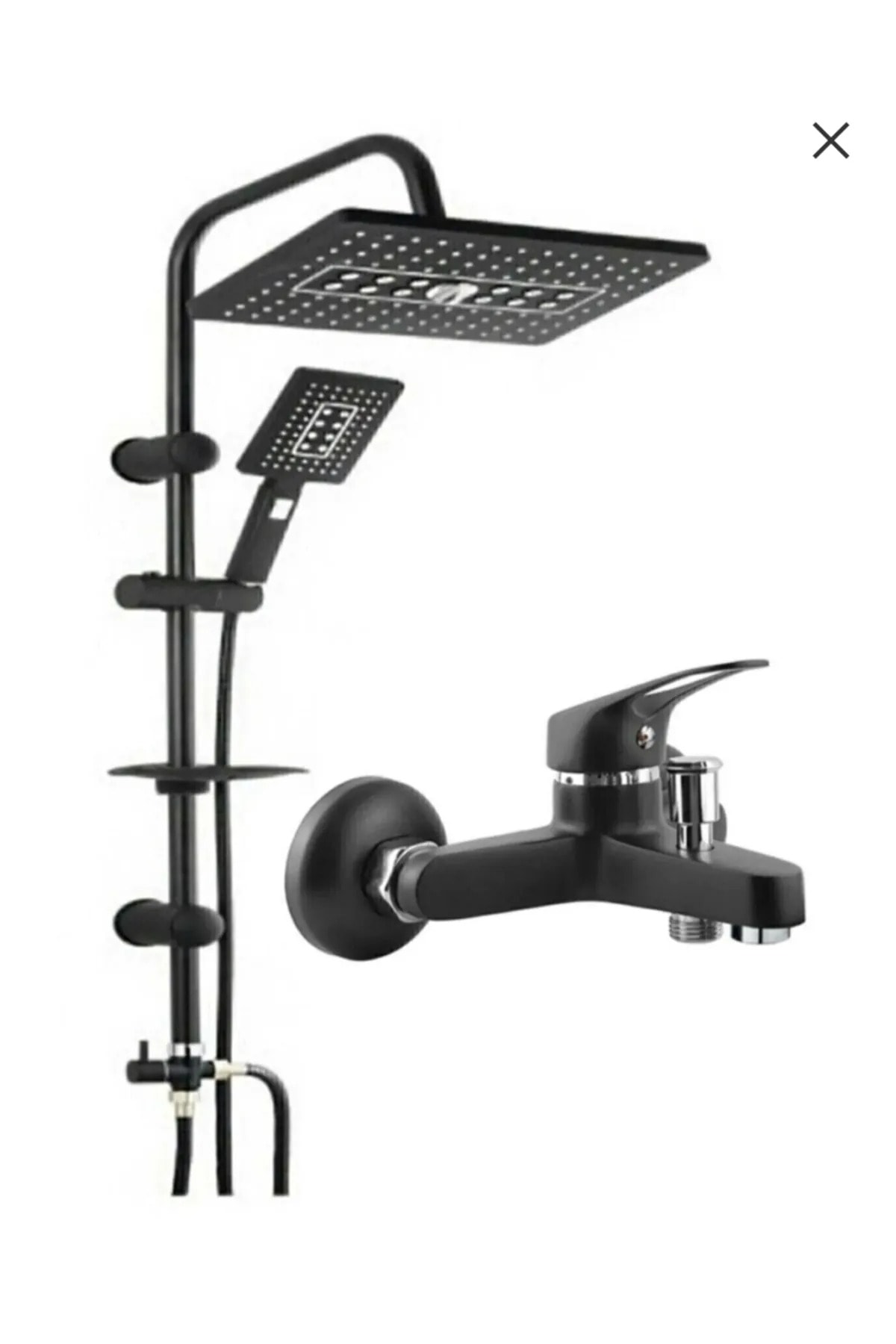 Teginyapımarket Armatür Lüx Siyah Tepe Robot Duş Seti ve banyo bataryası ikili set