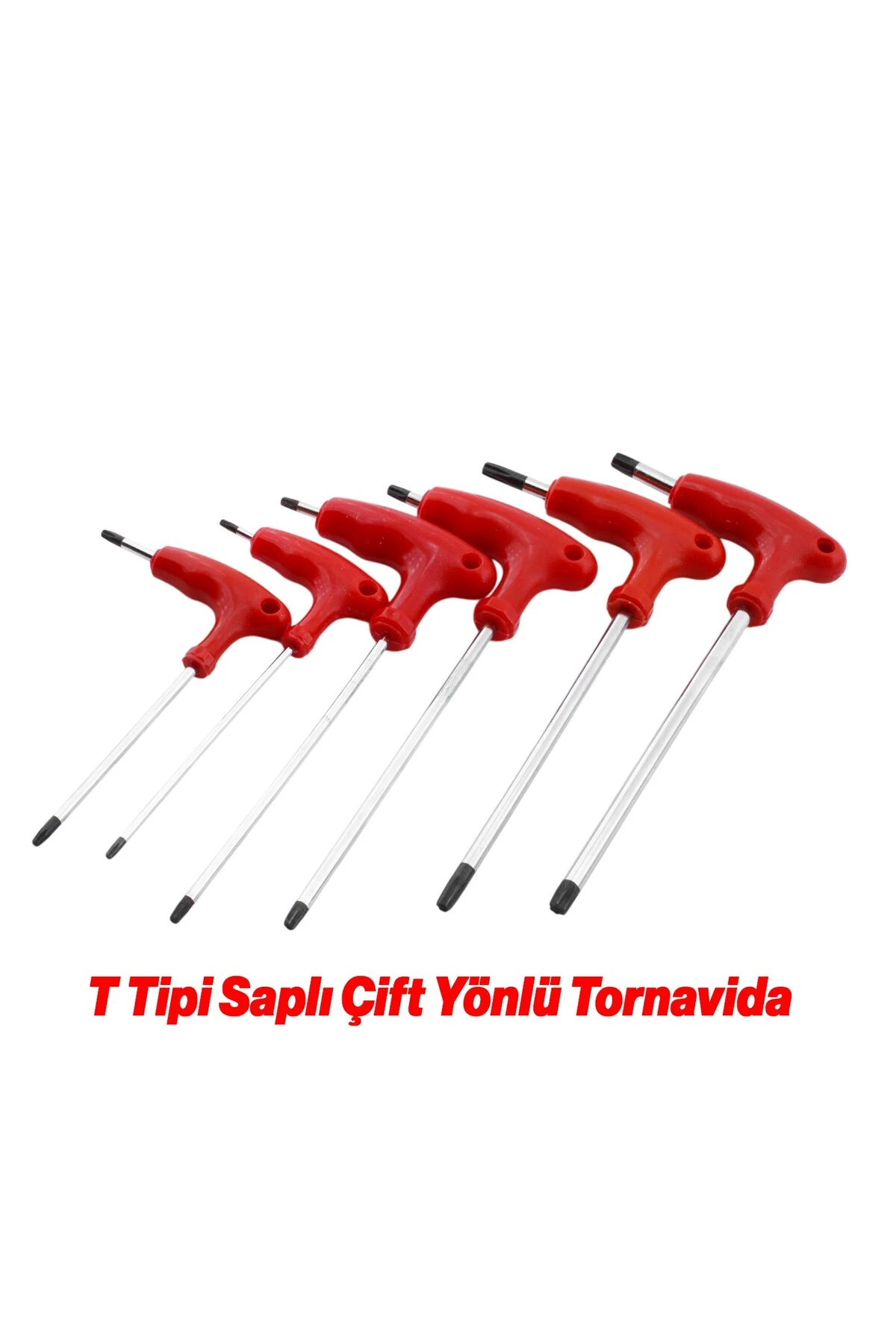 Tork Alyan Tornavida Seti Çelik ve Mıknatıslı T10 T15 T20 T25 T30 T40 Saplı İki Yön Uç 6 'lı Set