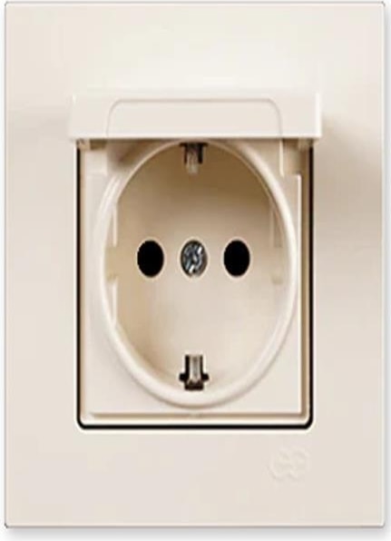 Karre Meridian Krem Kapaklı Topraklı Priz Çerçeve Dahil