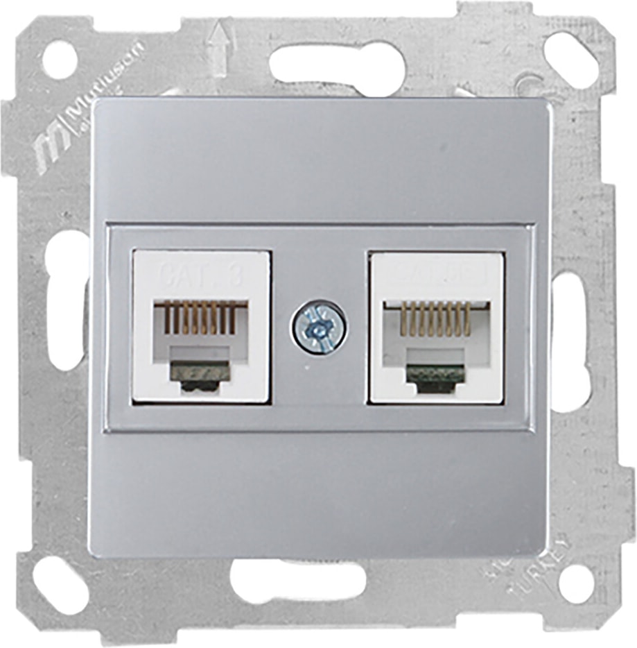 Rita Mekanizmalı Tuş Telefon Data Priz (RJ12 CAT5E) Inox