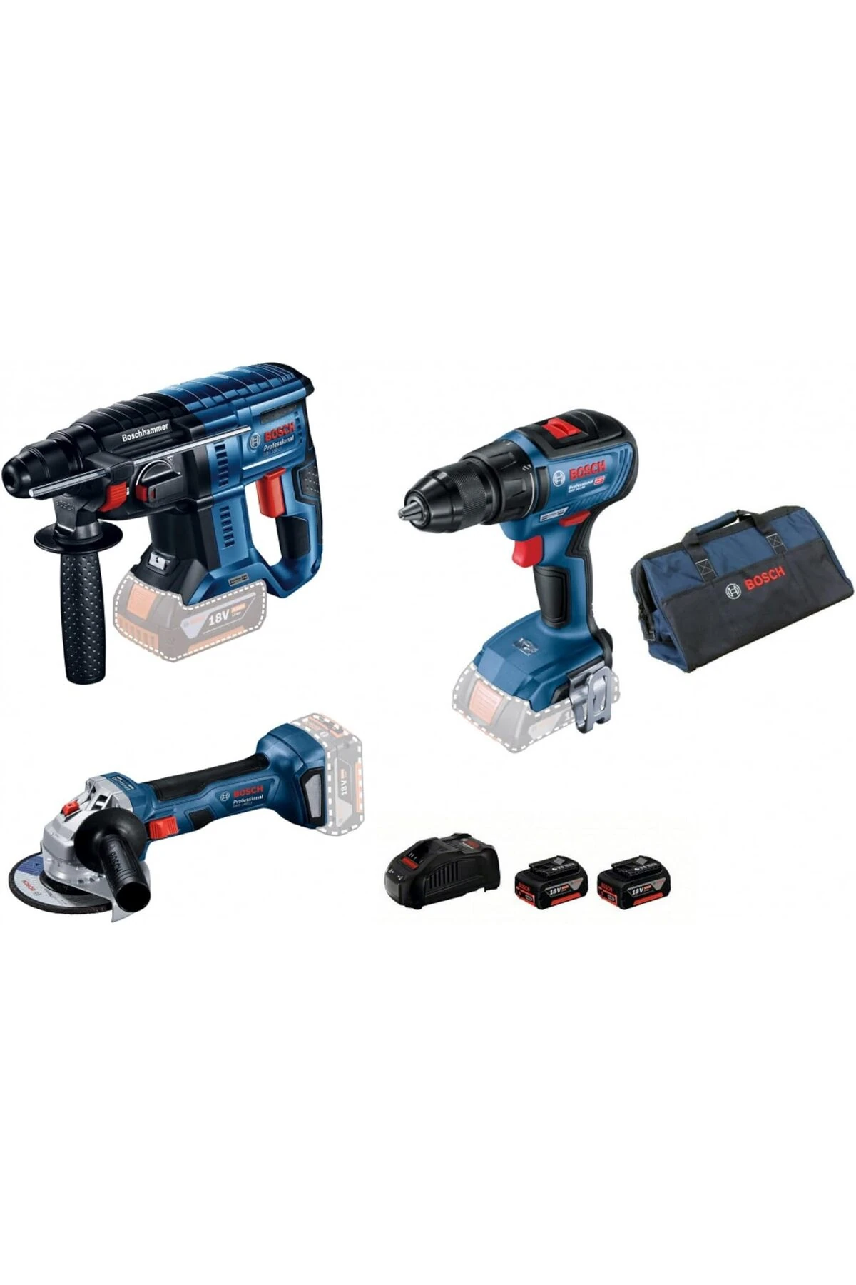 Gsr 18v-50 Gbh 180 Gws 180 2 X Gba 18v 3'lü Set 5.0ah 18v - 0615990m32