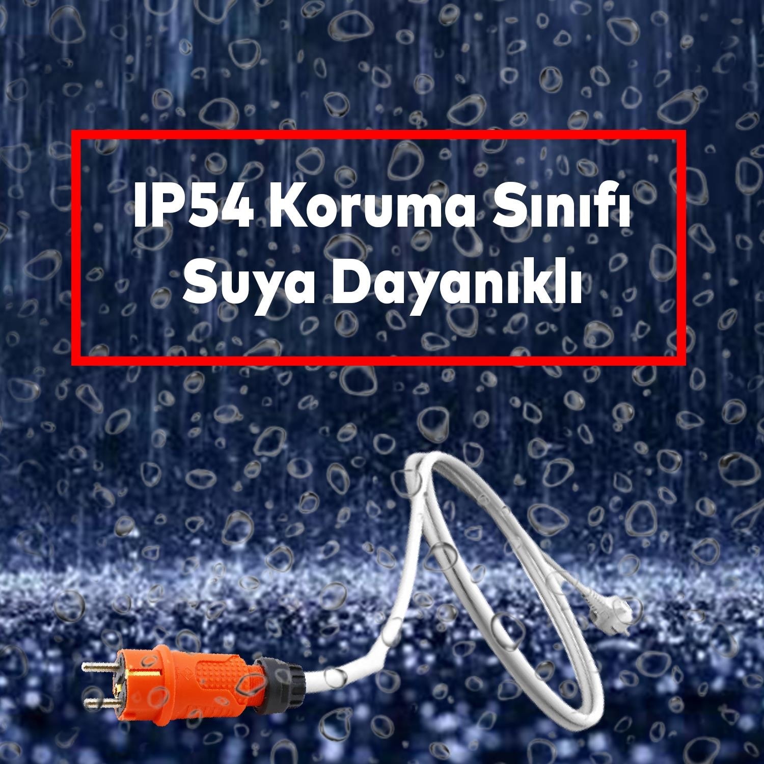 Sağlam Monofaze Kauçuklu Kablo Bahçe Dış Mekan Korunaklı IP54 Su Geçirmez Turuncu Erkek Fiş Tek 16A