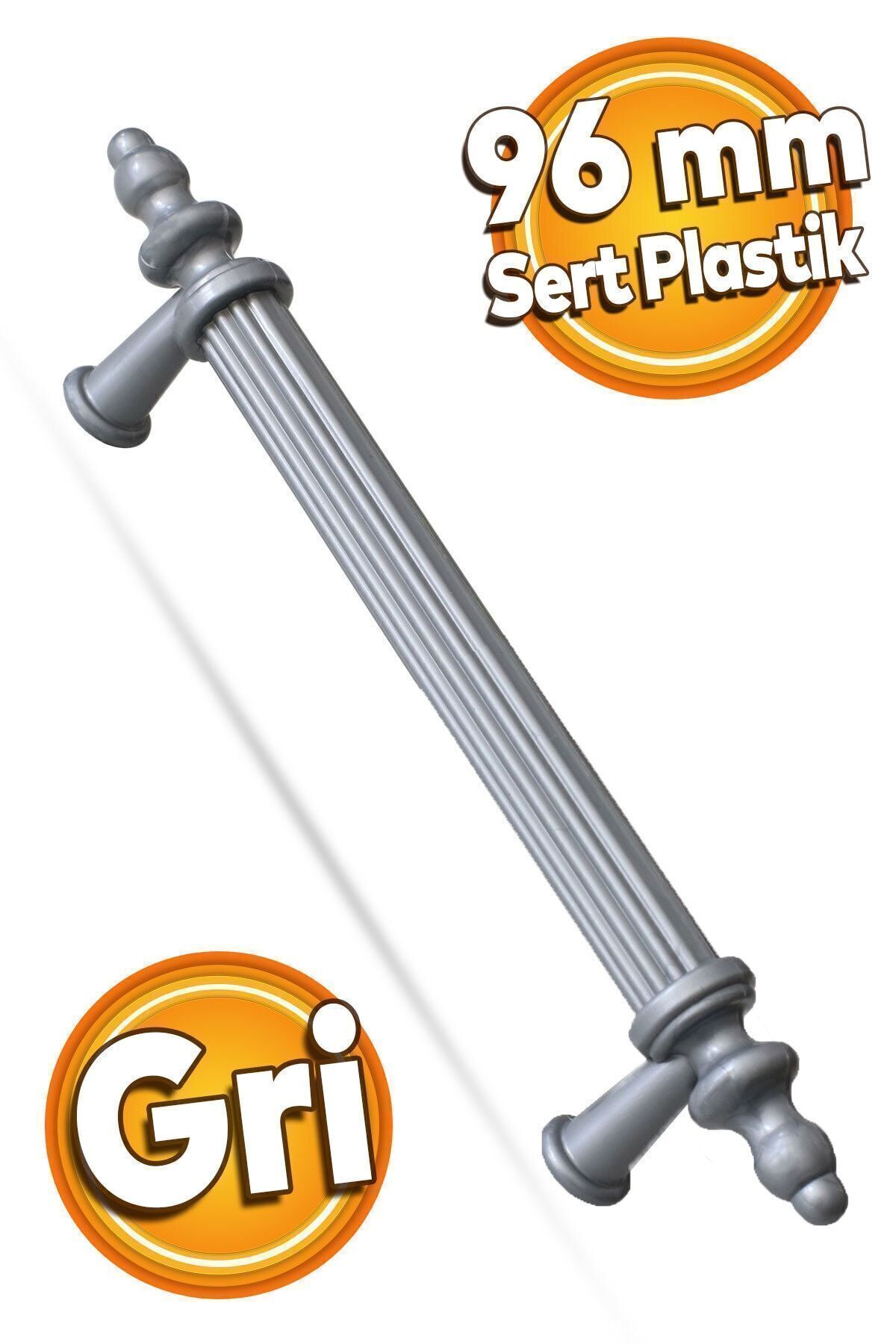 BADEM10 (SERT PLASTİK) Polavit 96 Mm Gri Mobilya Mutfak Çekmece Dolap Dolabı Kapak Kulpu Kulpları Kulbu