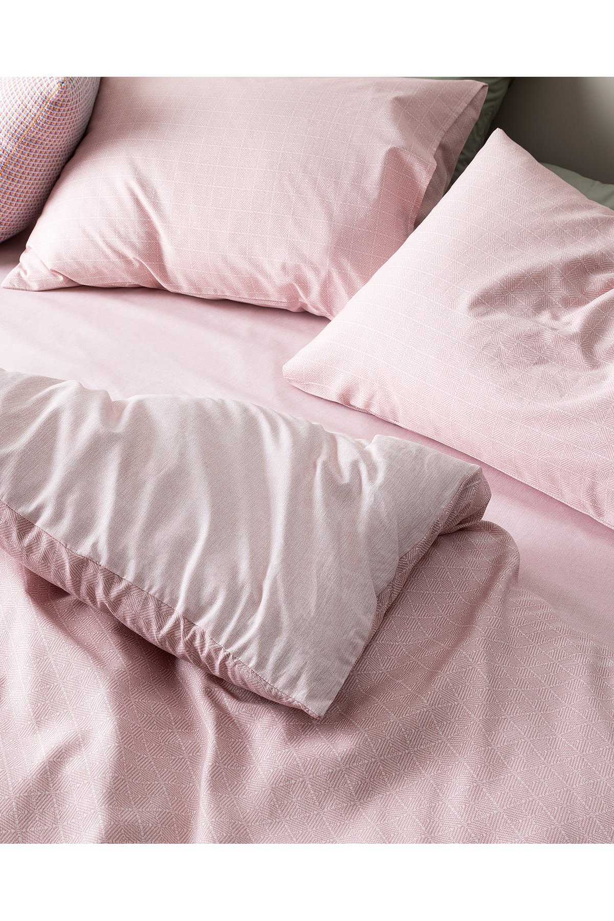 Odette King Size %100 Pamuk Ranforce Baskılı Nevresim Takımı - Pudra