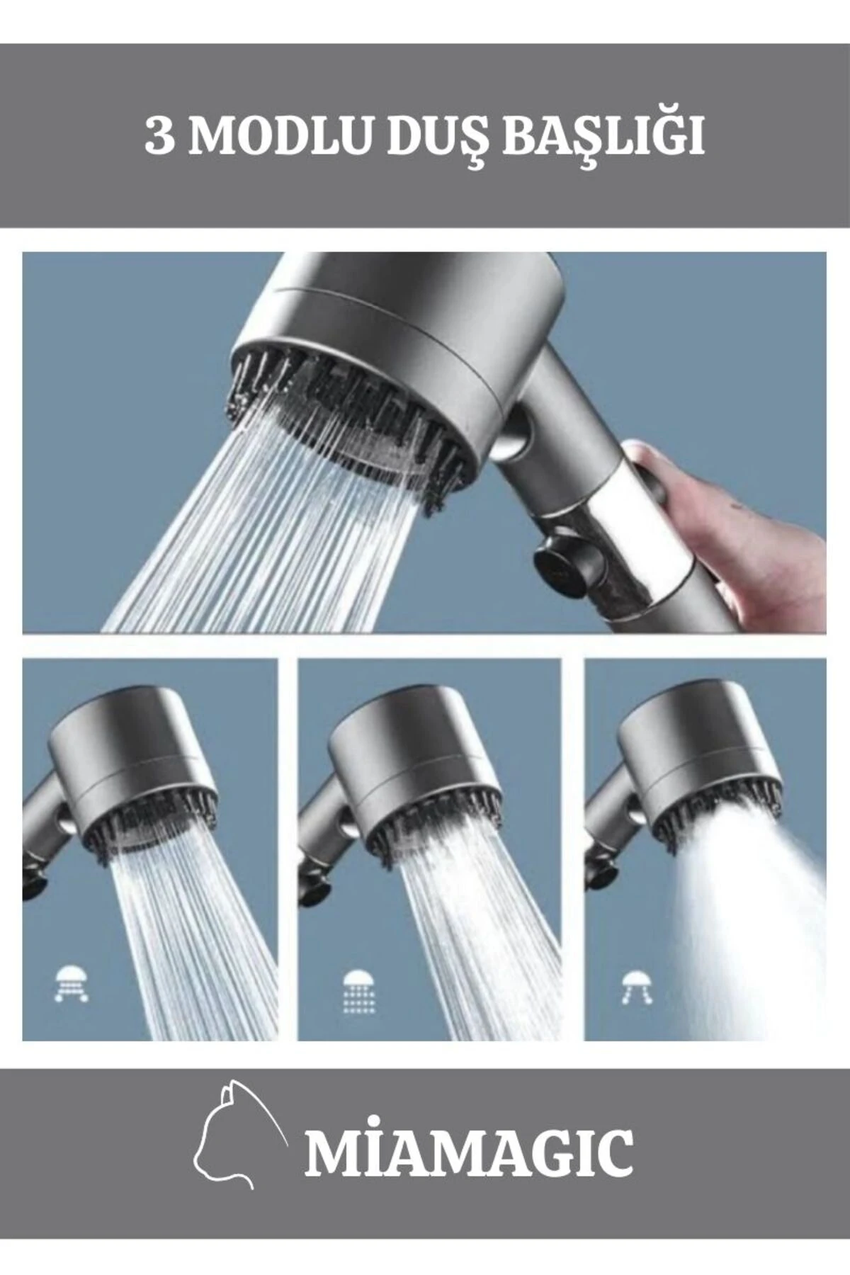 Özel Üretim Çok Amaçlı Kolay Kurulum 3 Mod Su Akış Durdurmalı Pratik Filtreli Duş Başlığı