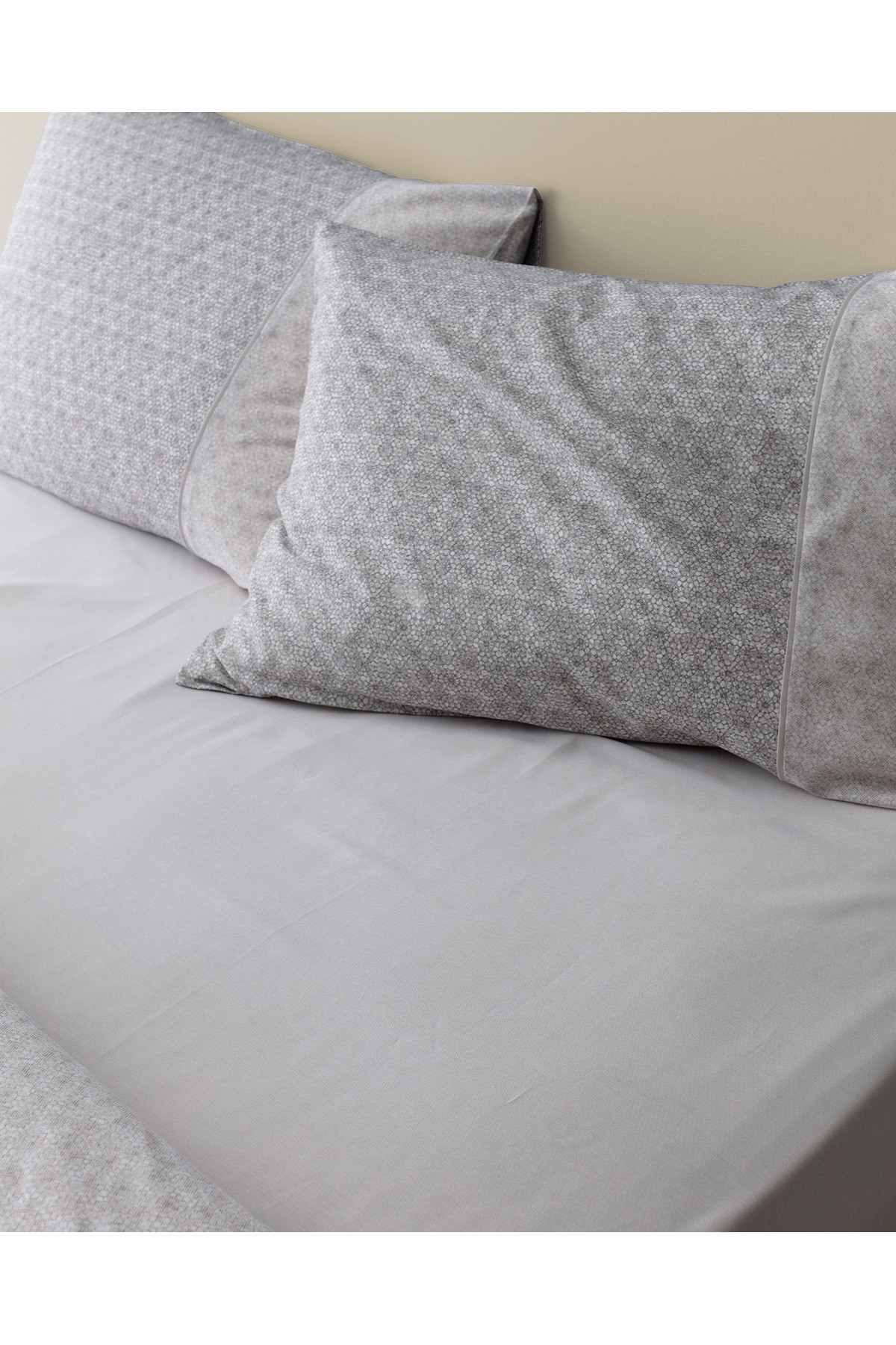 Lavem King Size %100 Pamuk  Crep Baskılı Nevresim Takımı - Gri