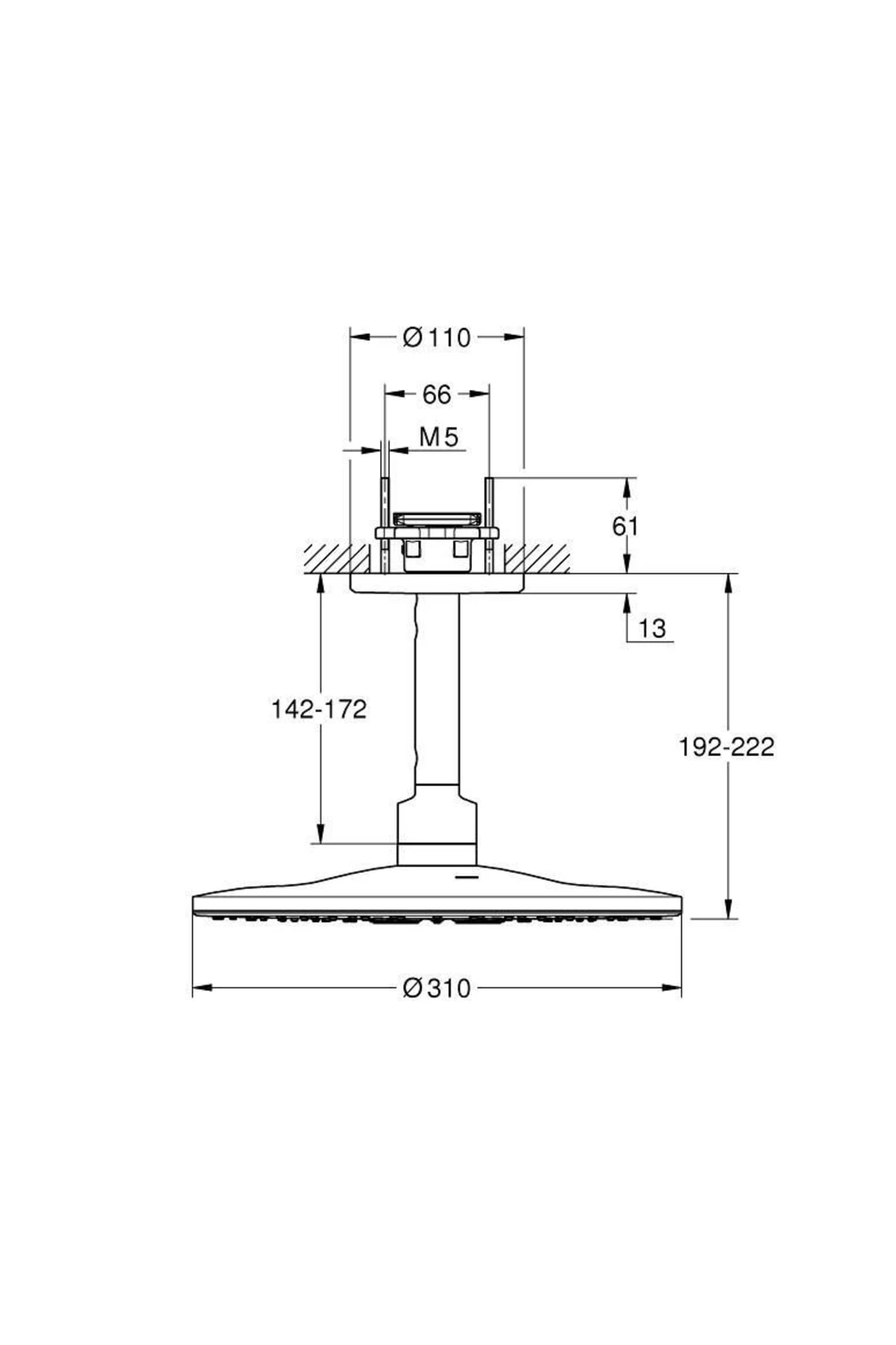 Rainshower Smartactive 310 Tepe Duşu Seti 142 Mm, 2 Akışlı