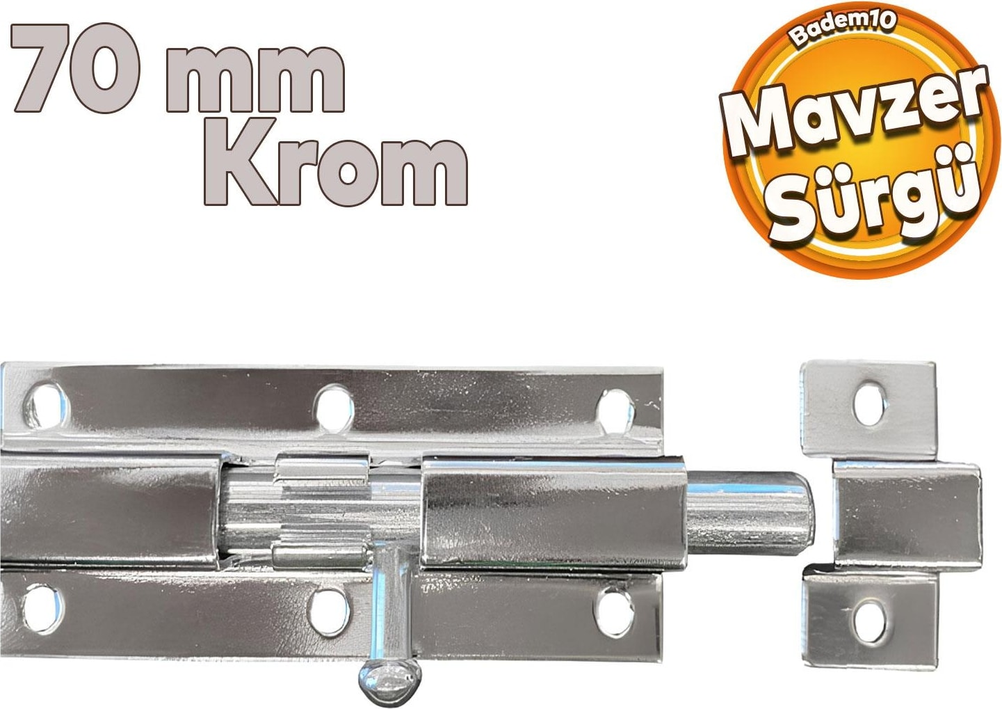 Kapı Sürgüsü Metal Krom Mavzer Sürgü Sürgülü Kilit 25X70 mm Kapı Pencere Emniyet Kilidi