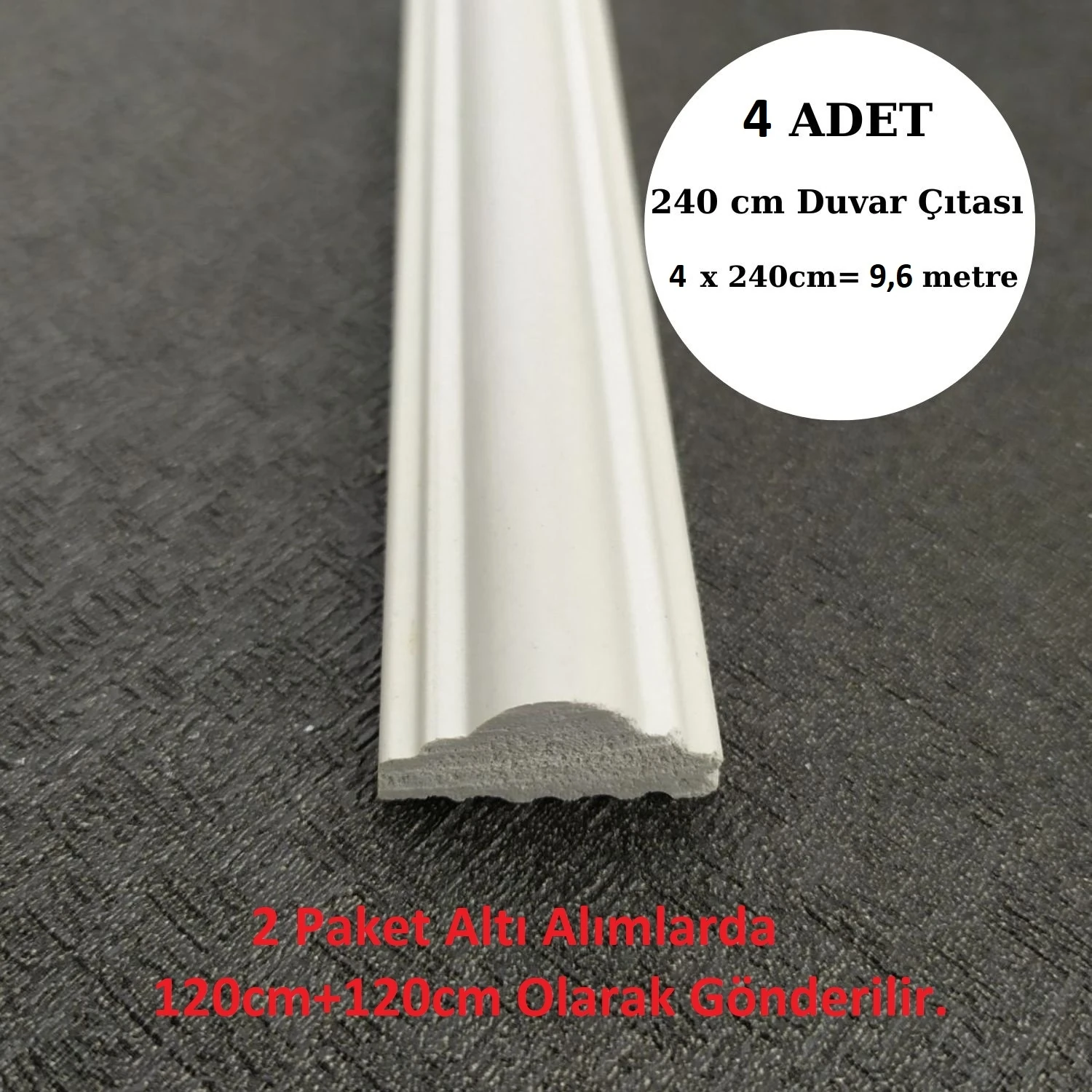 Dekoratif Boyanabilir Duvar Çıtası 4 cm x 240CM 4 Adet