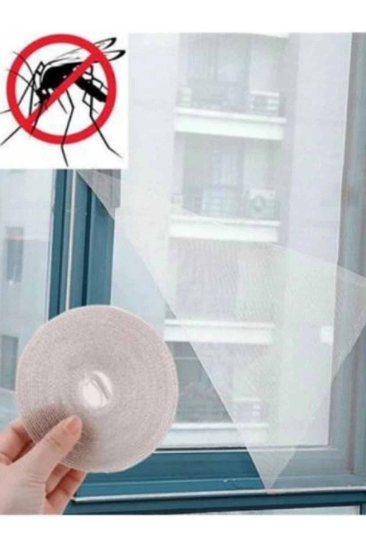 75x125 Cm Pencere Sinekliği Tül Sineklik Cam Kapı Kara Sinek Koruyucu Yapışkanlı Cırtlı Pratik Sinek