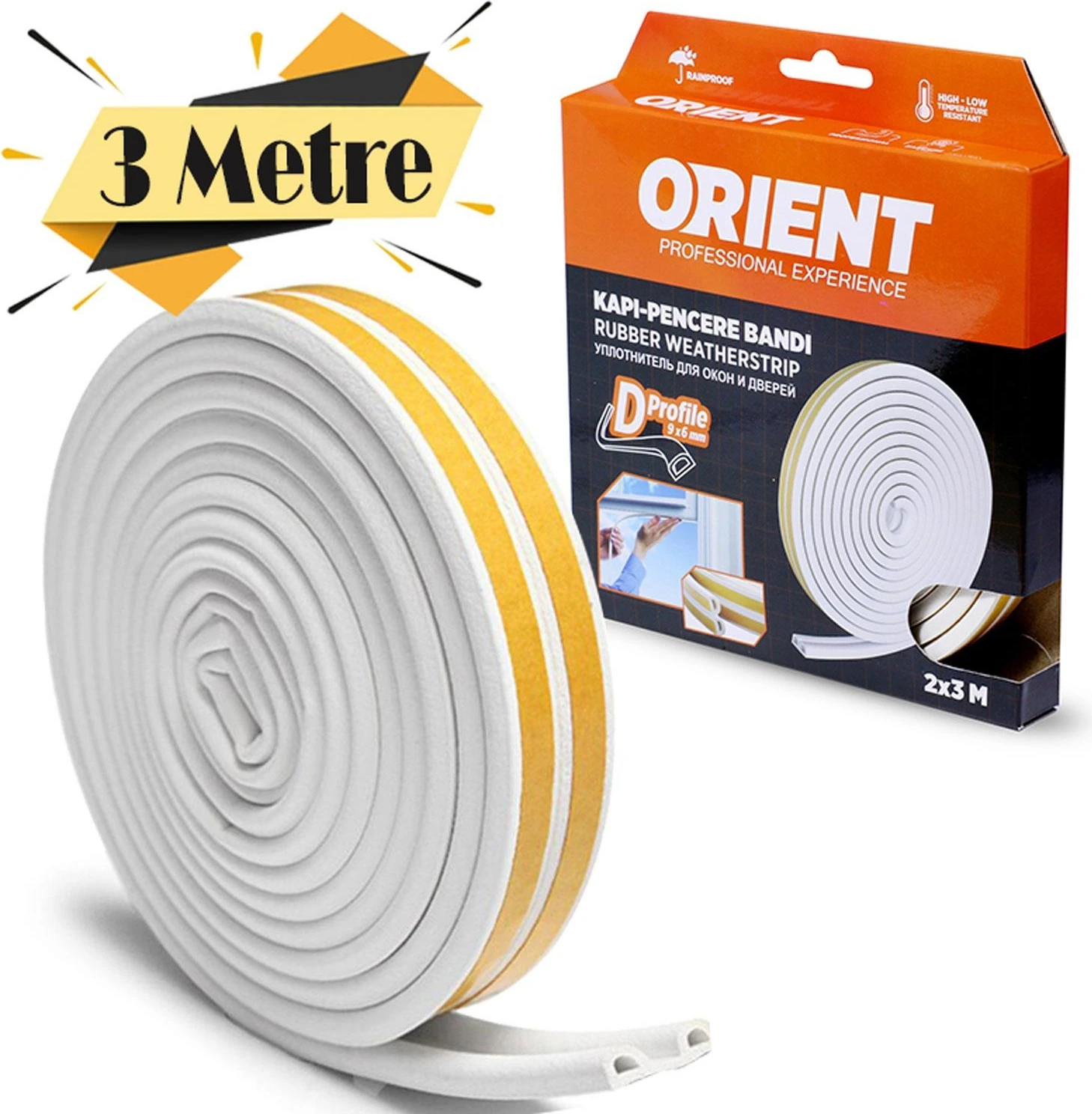 Kapı Pencere Fitili Soğuk Izolasyon Bandı Beyaz 2x3=6 Mt