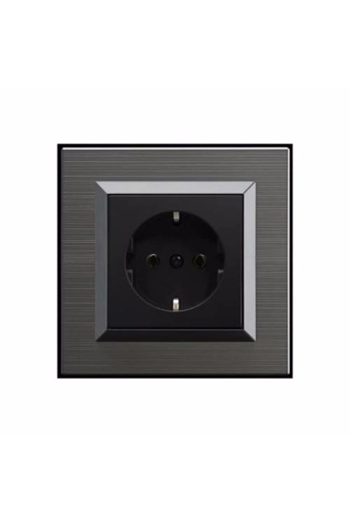 Vsn Quantum Metalik Siyah Priz Manyetik Gri Tekli Çerçeve