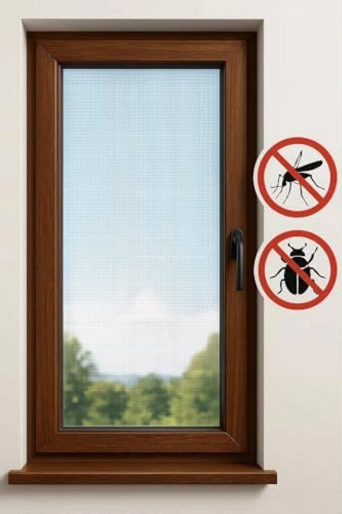 Tek Kanat Pratik Sineklik, 0.75 m x 1.25 m Tül, Kapı & Pencere Uyumlu, 4 m Yapıştırma Bantl