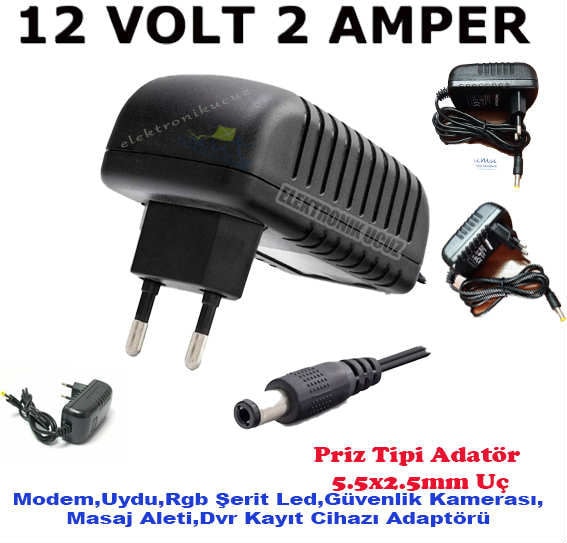 Golfen Bel Kemer Masaj Aleti Hhm Için 12V 2 Amper 12V 2A Adaptörü