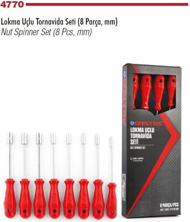 Izeltaş 4770 00 8108 Lokma Uçlu Tornavida Takımı 8 Parça