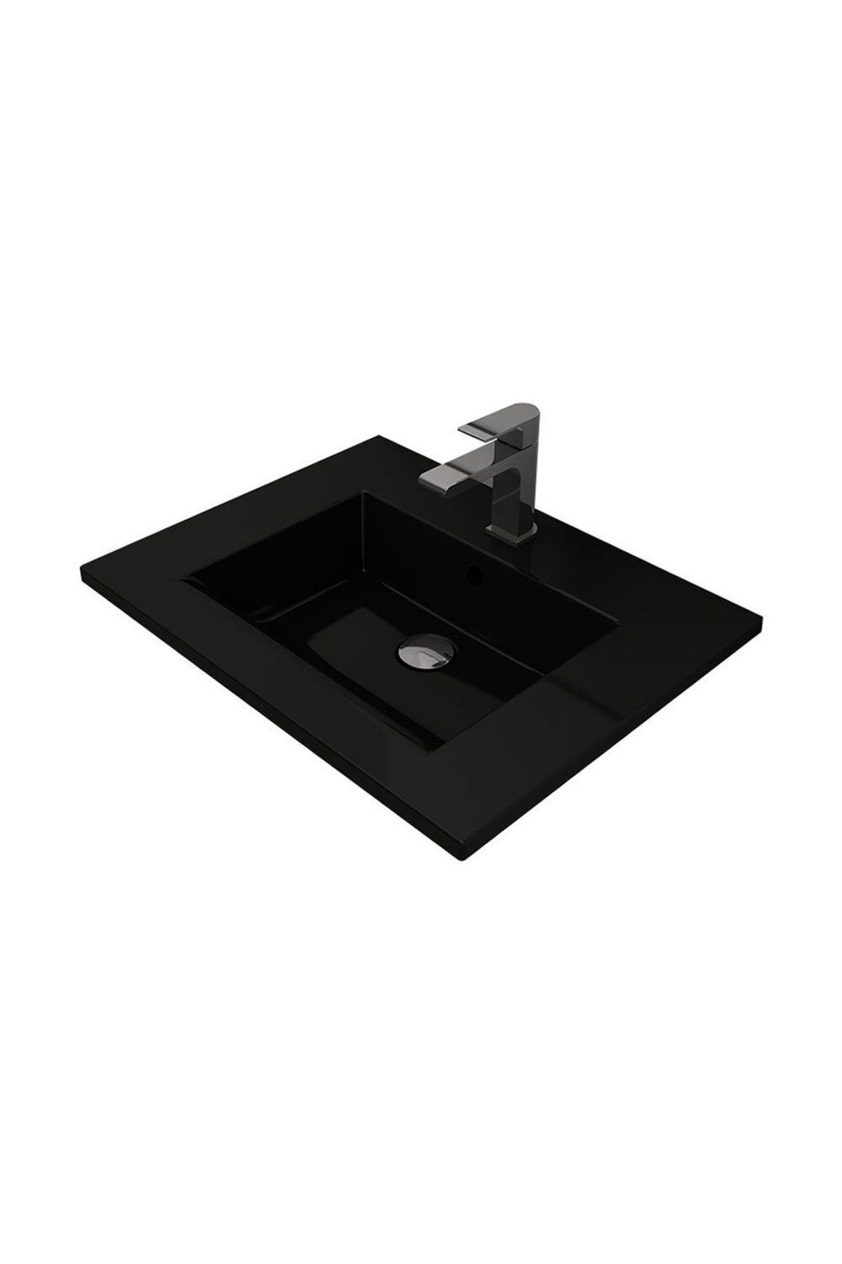Milano Etajerli Lavabo 60 Cm Parlak Siyah 1161-005-0126