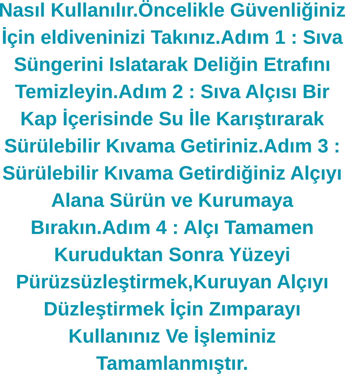 Duvar Tamir Seti 2 kg Sıva Alçısı,spatula,zımpara,sıva Süngeri,eldiven 5 Parça Set