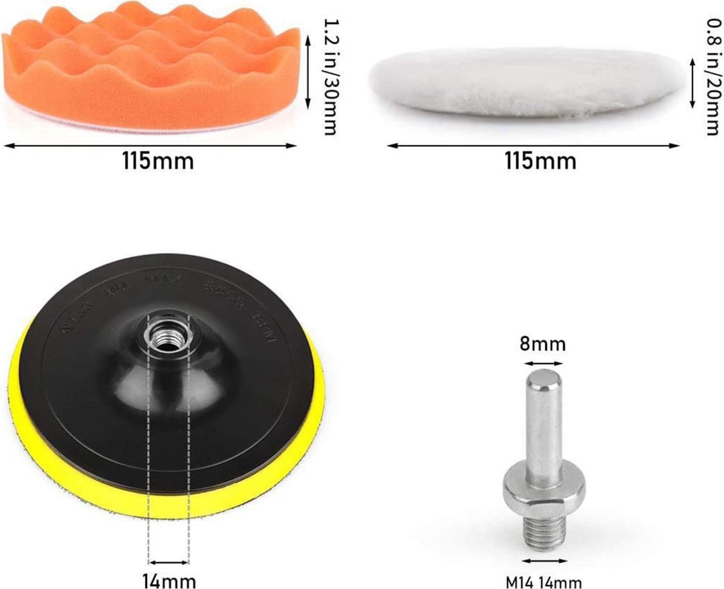 Pasta Cila Polisaj Süngeri Pedi Seti 115 mm Otomotiv Parlatıcı 11 Parça