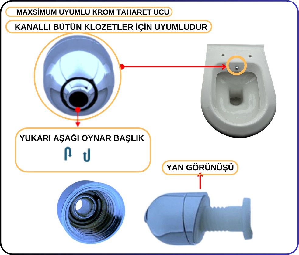 311463YP1TE Vitra-Taharet Ucu Fıskiye Ayarlı Krom (TK17°)