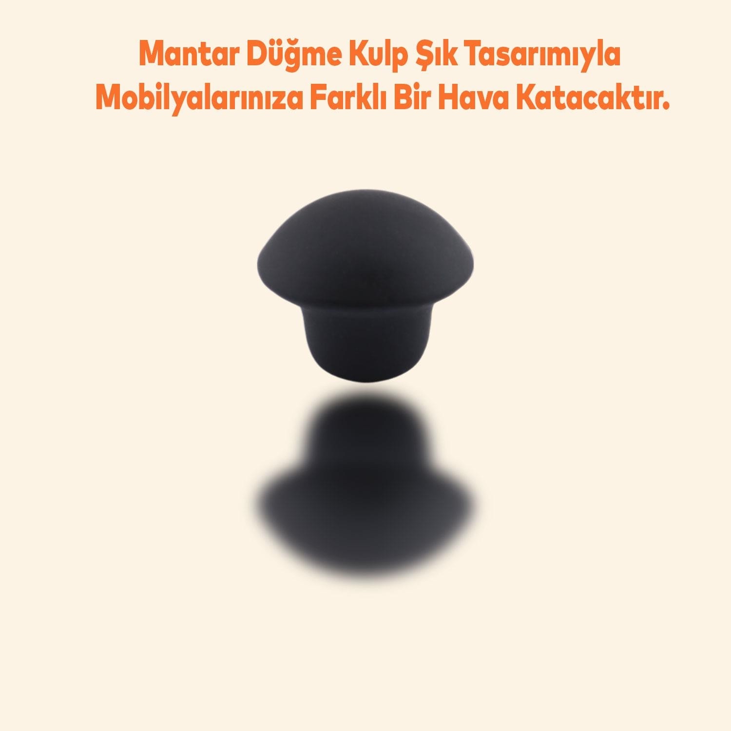 Mantar Düğme Mobilya Çekmece Çocuk Odası Dolap Dolabı Kulbu Kulpu Kulpları Mat Siyah Metal 10 Adet