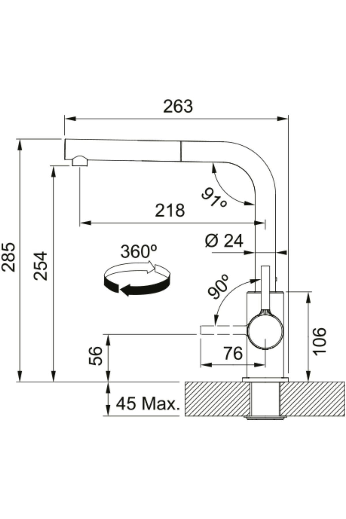 Maris Mrx 110-50 Tek Gözlü Eviye + LİNA L Krom Spiralli Mutfak Eviye Batarya Seti (Krom)