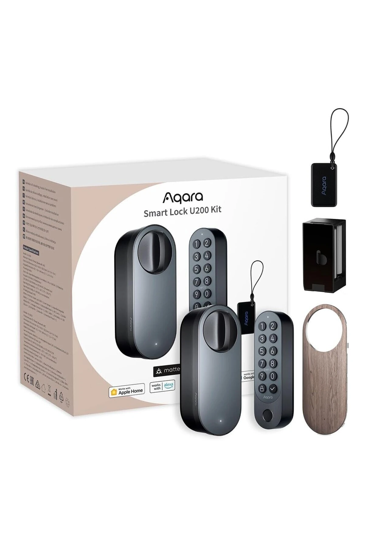 Akıllı Kilit U200,Ev Anahtar Desteği EL-D02E ile Madde Güçlendirme Akıllı Kilidi,Siyah