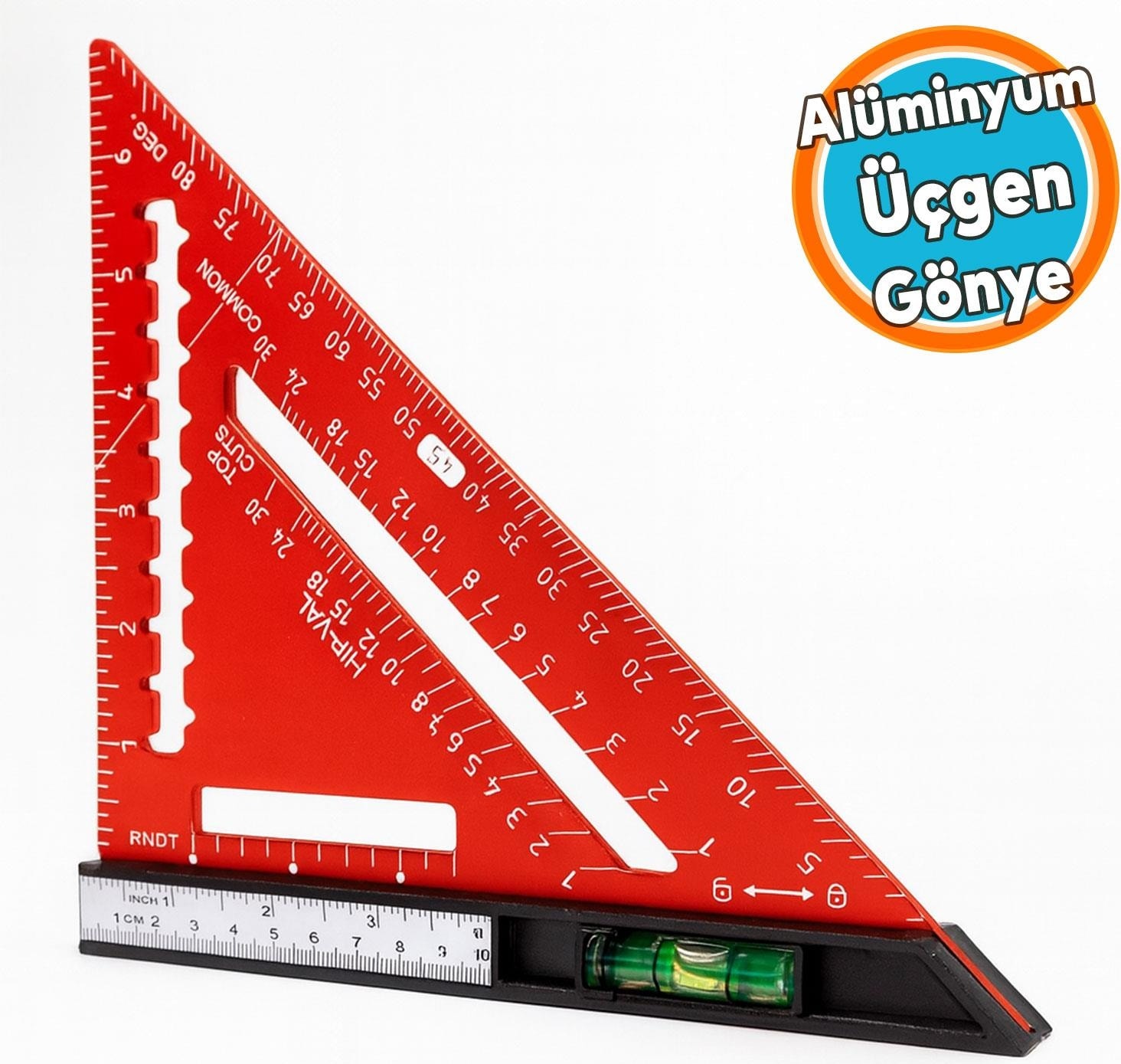 Alüminyum Üçgen Cetvel Marangoz Gönye Metal Gövde Açılı Ölçüm Ahşap Hassas Gönye 170 mm 17 cm
